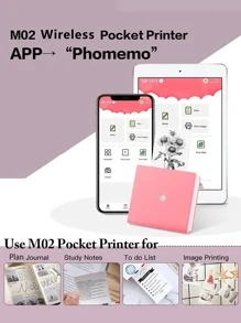 Phomemo 1 Pc M02 便携式打印机，带 1 卷 53mm/2" 贴纸热敏纸，可充电迷你热敏打印机，203 Dpi 高清高分辨率笔记打印机，无墨袖珍打印机，通过 Phomemo APP 无线连接手机和平板电脑，迷你标签制作器兼容 53mm/2" 尺寸贴纸和非贴纸热敏标签纸，非常适合记笔记、抽认卡、贴纸、笔记，是学生学习笔记、日记制作、DIY 标签打印、生物笔记、照片打印、文件等的绝佳工具，袖珍便携式打印机，可作为礼物、情人节礼物、新年礼物送给每个人 - 紫色 - 查看 3