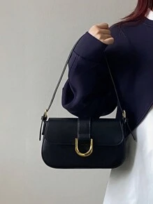 勃艮第红色复古风格人造皮革迷你方形单肩包，配有可拆卸双肩带，适合女孩、女士、学生、年轻专业人士、办公室使用、通勤、休闲装 - 黑色 - 查看 2