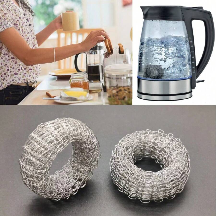 2pcs Stainless Steel Doughnut Limescale Remover Kettle Descaler Rust