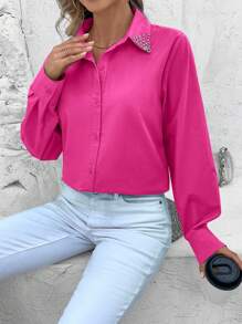 Women Blouses - 玫紅色 - 查看 4