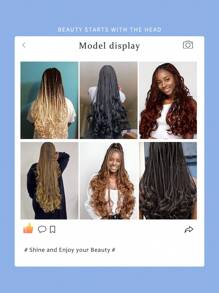 22英寸150克耐热合成法式卷发编织接发，巧克力棕色和灰绿色可选，自然波浪钩针假发，蓬松波浪编织接发，适合女性日常、节日、派对和角色扮演。 - 彩色 - 查看 7