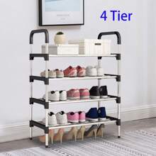 LIVINGANDHOME Living And Home 3-6 Tier Metal Shoe Rack (Space-Saving Ventilated Organizer) - Slim Standing Shoe Shelf For Entryway, Closet & Bedroom