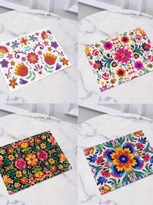4pcs Mexican Bohemian Moroccan Mandala Patterned Placemats, Heat Resistant Dining Table Mats, Coasters For Coffee, Drinks And Bowls, Washable, Holiday Party Decoration For Farmhouse, Hotel, Restaurant And Kitchen - Hot Pink - View 6