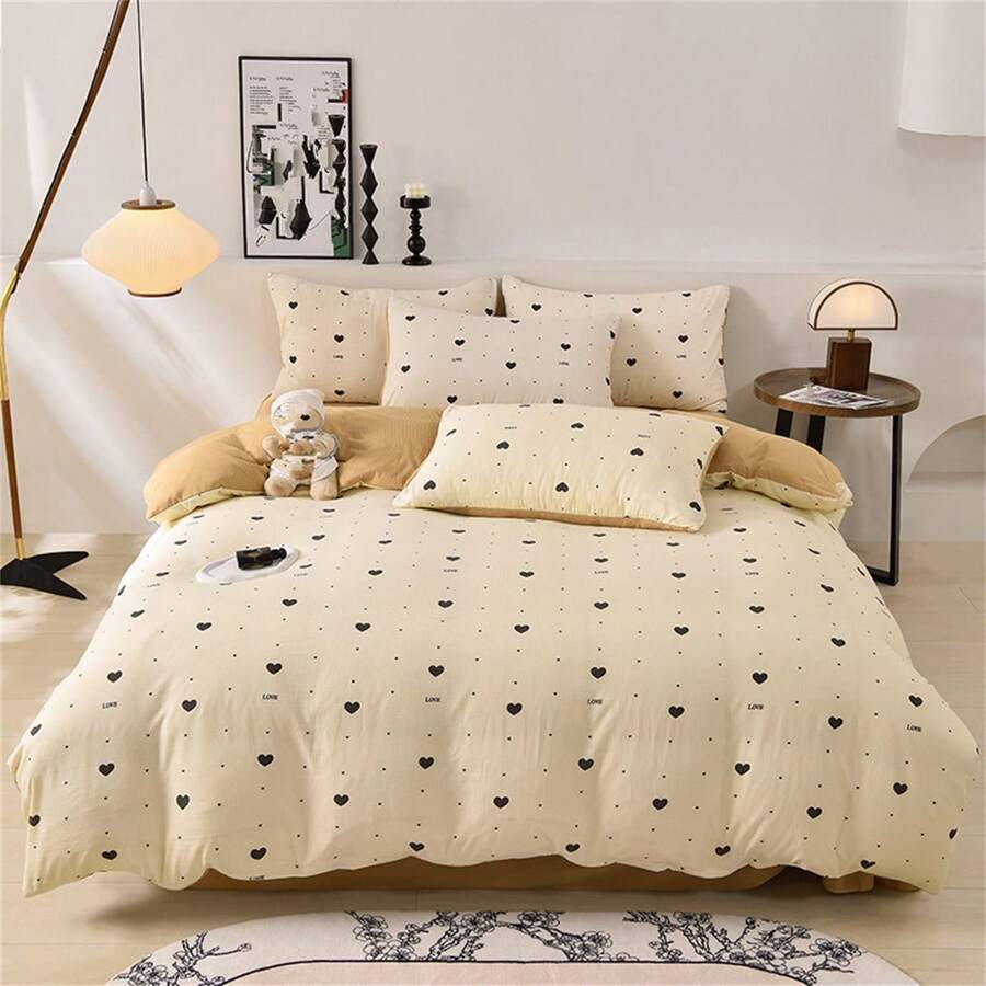 4pcs Cực mềm Màu thuần Bộ chăn ga gối ( Vỏ chăn Duvet , Khăn trải giường , 2X Vỏ gối ) Bốn phổ cập - Nhiều màu - Xem 1