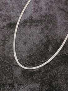 不鏽鋼蛇骨鏈/刀鏈簡約優雅鎖骨鏈,ins風格男士時尚項鍊,具有個性化風格 - 銀色 - 查看 5