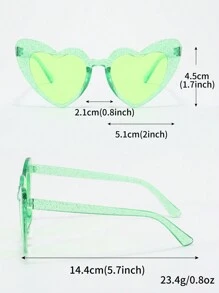 3pcs Heart & Rhinestone Decor Pink Sunglasses - Multicolor - View 2