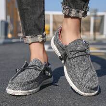 男士帆布滑步便鞋,厚鞋底,防滑,透氣,耐磨,適用於休閒、戶外、全年季節 - 黑色 - 查看 4