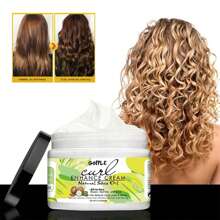Crema potenciadora de rizo GOIPLE de tamaño familiar con aceite de manteca de karité, define los rizos, potencia los rizos, esencia moldeadora de volumen capilar, hidrata y suaviza el cabello para lograr rizos suaves, hidrata y brillo, producto de peinado anti-encrespamiento para cabello ondulado y rizado, acondicionador de dejado en el cabello con elastina