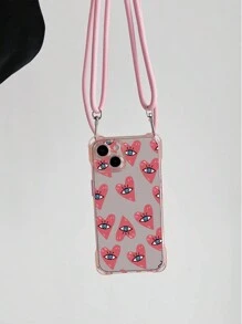 Valentines Với Điện Thoại Charm 1 cái Ốp Lưng Bảo Vệ Mềm Trong Suốt Dễ Thương (Với Thiết Kế Hình Mắt Và Trái Tim) Có Các Nút Bấm Độc Lập, Các Góc Có Lỗ Dây Buộc; 1 cái Dây Nylon (Có Thể Điều Chỉnh Chiều Dài) Túi Đựng Điện Thoại Đeo Chéo, Tương Thích Với Iphone/15/15pro/15plus/15promax - Nhiều màu - Xem 6