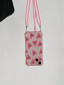 Valentines Với Điện Thoại Charm 1 cái Ốp Lưng Bảo Vệ Mềm Trong Suốt Dễ Thương (Với Thiết Kế Hình Mắt Và Trái Tim) Có Các Nút Bấm Độc Lập, Các Góc Có Lỗ Dây Buộc; 1 cái Dây Nylon (Có Thể Điều Chỉnh Chiều Dài) Túi Đựng Điện Thoại Đeo Chéo, Tương Thích Với Iphone/15/15pro/15plus/15promax - Nhiều màu - Xem 5