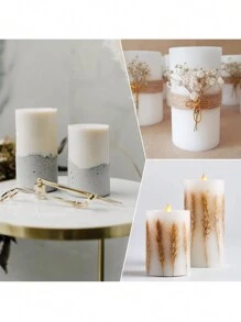 1 个用于制作蜡烛的圆柱形模具，用于香薰蜡烛、环氧树脂、铸件、蜡、肥皂、花卉标本、昆虫标本、DIY 粘土工艺、制作的 3D 圆柱形硅胶模具 - 白色 - 查看 8