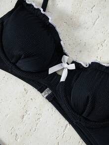 Bikinx Women's Color Block Underwire Bikini Swimwear Set For Beach/Resort/Summer Vacation - Black - View 4