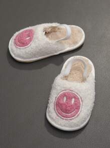 Pink Baby Girl Shoes Cute Cartoon Smiling Face Slip Toddler Shoes Comfortable Non Slipper Soft Bottom Walking Shoes For Indoor Spring Autumn