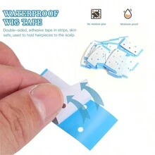 36 件裝假髮髮片膠帶雙面黏合假髮膠帶透明 C 形發條預切蕾絲假髮膠帶美容工具適用於假髮髮片和接髮 - 無色 - 查看 3