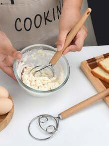 1Pc Danish Dough Whisk With Plastic Handle, Dutch Style Bread Whisk For Dough Cooking Kitchen With Stainless Steel Danish Whisk Bread Mixer 11" And Dough Scraper - Multicolor - View 4