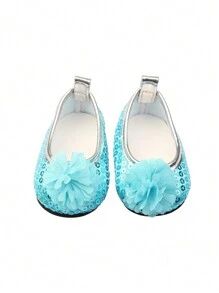 1 par de zapatos de muñeca de 18 pulgadas, accesorio de muñeca de alta calidad para cambiar de ropa - zapatos de flores grandes - Ver 6