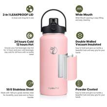 Insulated Water Bottle With 2-In-1 Lid (Chug Lid/Straw Lid),40oz/64oz Double Walled Vacuum Stainless Steel Water Bottles, Water Jug With Straw, Wide Mouth Insulated - 粉色 - 查看 6