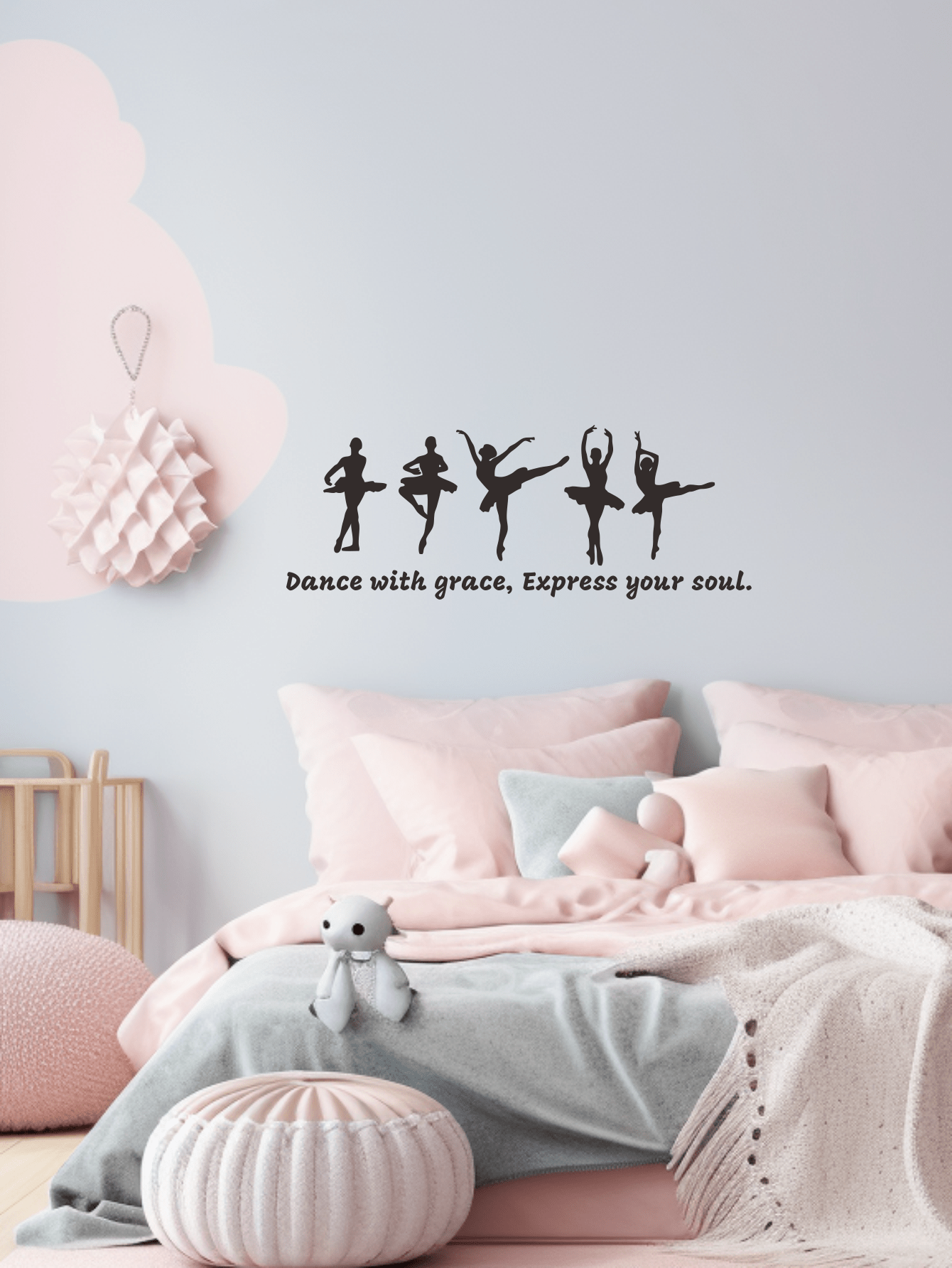 1PC Ballet Wall Stickers Dance With Grace And Express Your Soul Inspirational Quote Decals