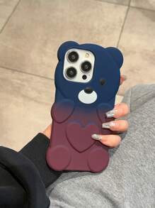 漸變3d愛心卡通熊手機殼適用於iphone - 彩色 - 查看 1