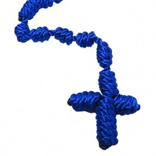 BONITTER 1 Pieza Collar Hecho A Mano Con Nudo Y Dije De Cruz En Cordón Azul Arcoíris, Colorido Y Ligero, Collar Católico Y Espiritual Para Oración, Regalo En Cuerda Para Niños, Niñas, Mujeres Y Hombres