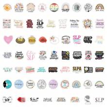 60pcs Waterproof Cute Cartoon Stickers In Speech Language Pathologist Style For Vintage Bullet Journal Decoration, Suitcase, Laptop, Tablet [Child Certificate] - Apricot - View 4