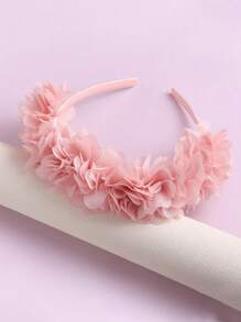 1pc Pink Flower Headband For Weddings, Parties Boho Tiaras Pink Accessories,Hairband,Hair Hoop Headbands - Pink - View 2