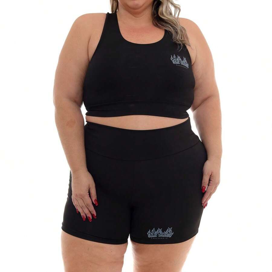 Plus Size Sports Sets - màu đen - Xem 1