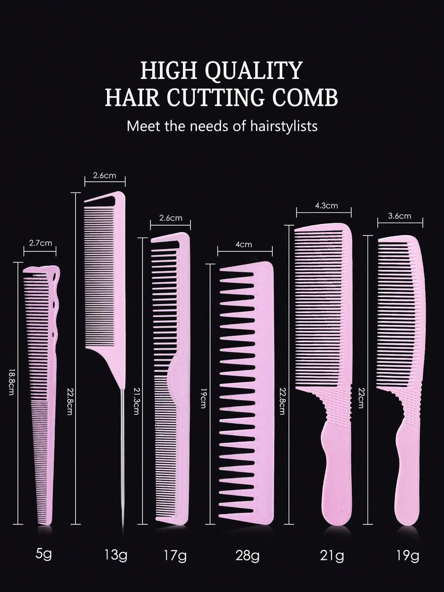MASTERLEE 6 cái/bộ Nhựa Lược chải tóc , Lược răng rộng Với Kết cấu , Mỗi ngày Sử dụng Và Chuyên nghiệp Tiệm làm tóc - Nhiều màu - Xem 1
