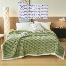 1片純色滾邊凸紋珊瑚絨可愛毛毯，柔軟親膚舒適，適用於多種用途，旅行、床、沙發、戶外、辦公室使用，冬季和所有季節，適用於沙發、床、椅子、臥室裝飾 - 彩色 - 查看 4