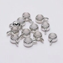 100入組銀色轉接管狹長型串珠連接器魔鬼氈小球串珠吊墜珠柱墊珠,diy手鍊珠寶製作配件 - CCB Bail Beads - 查看 17