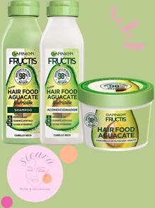 Fructis Hair Food Avocado Hair Treatment Shampoo 300 Ml + Conditioner 300 Ml + Hair Mask 350 Ml - Olive Green - View 1