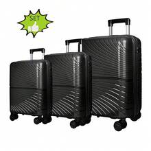 Asge Twin-Wheel Hardshell Luggage Set - M-L-XL Sizes For All Your Travels - 黑色 - 查看 10