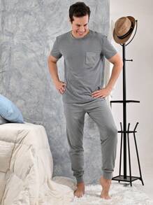 A DORMIR Conjunto De Pijama Pantalon y Camiseta Para Hombre - Gris - Ver 1