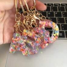 1 buc breloc unisex cu litere acrilice epoxidice cu paiete inițiale A-Z, decorațiune la modă cu inel de chei alfabet pentru portofel, accesorii auto pentru geantă de mână și școală, drăguț gotic Y2k