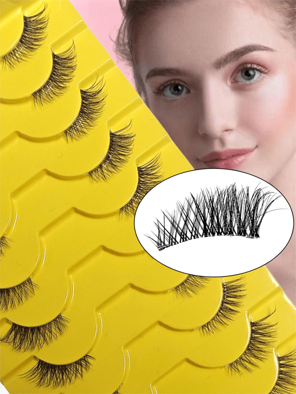 10 Pares De Cílios Postiços De Comprimentos Variados 3-5-9mm, Cílios Falsos De Mink Falso Curvados Em D Para Olhar De Raposa, Aparência Natural