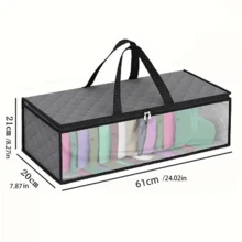 2入/4入組灰色收納袋,適用於帽子、寢具或床下收納,耐用手柄和大容量,可折疊收納衣服和帽子的便攜式收納組織器 - 灰色 - 查看 2