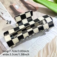 Glossy Checkered Claw Clips: Add A Stylish Touch To Your Hair With These Rectangle-Shaped Hair Clips!Valentine's Day Couples As A Gift Hair Accessories Hair Jaw Clip Hair Clamps Hair Clutch Hair Catcher Clip