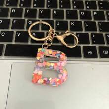 1 buc breloc unisex cu litere acrilice epoxidice cu paiete inițiale A-Z, decorațiune la modă cu inel de chei alfabet pentru portofel, accesorii auto pentru geantă de mână și școală, drăguț gotic Y2k