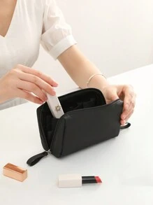 1 件小型口红袋，适用于通勤，便携式化妆包，用于口红、粉饼、化妆刷补妆套装化妆品收纳袋化妆品收纳包迷你袋旅行小化妆盒配件化妆架刷袋化妆容器化妆包旅行必需品女士配件旅行用品化妆包学校用品化妆包假日必需品化妆包化妆袋假日冬季 2024 返校用品 - 黑色 - 查看 4