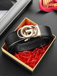 1入組男士自動扣皮帶，適用於年輕和中年成年人，時尚休閒商務腰帶 - G - 查看 3