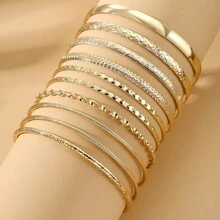 6/7/10 件金属时尚波西米亚风金手链套装 - 金黃色 - 查看 2