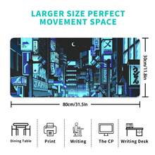 網絡浪潮滑鼠墊,適用於辦公桌的遊戲滑鼠墊,大型非滑遊戲滑鼠墊,縫邊鑲邊31.5×11.8 - 多色 - 查看 2