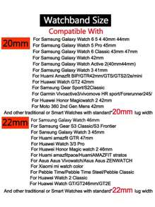 纤薄真皮表带，兼容 18mm、20mm 和 22mm 表盘，兼容三星 Watch4/5/6/7、GT6/GT5/GT4/GT3、Amazfit 智能手表，是学生返校的理想礼物 - 彩色 - 查看 5