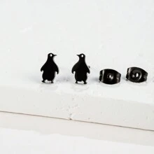 1 đôi Thời trang Đáng yêu Chim cánh cụt Bông tai stud Đối với phụ nữ Đen Thép không gỉ Hoa tai Nam Punk Hàn Quốc Thú vật Xỏ lỗ tai Đồ trang sức - màu đen - Xem 12