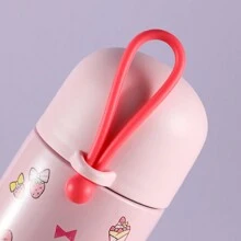 Miniso Sanrio My Melody 280ml/9.47oz 粉色保温水瓶，带可爱娃娃图案，双层不锈钢材质，适合学校、办公室和家庭使用（1个） - 粉色 - 查看 5