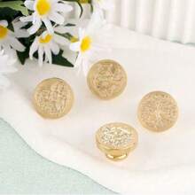 CYFUN DESIGN 1 件蒲公英/月亮/蘑菇/火堆/生命树/鲸鱼/考拉/蝴蝶蜡封黄铜印章头，适用于婚礼派对请柬信封卡片礼品包装返校 - 金色 - 查看 2