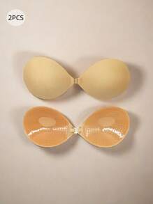 2PCS Invisible Adhesive Bra Pads Strapless Backless Nude Round Comfortable Push Up Breast Lift Nipple Covers For Women - Apricot - View 2