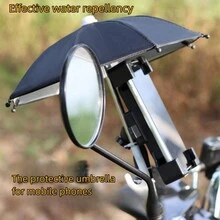 1 Pieza Mini Sombrilla Para Bicicleta, Protección Solar Y Contra La Lluvia Para Teléfono, Adecuado Para Ciclismo De Montaña, Bicicleta, Bicicleta Eléctrica - Negro - Ver 2