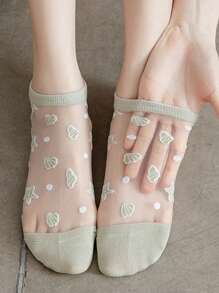 6 Pares De Calcetines De Corte Bajo Decorados Con Estrellas De Mar Y Cristales, Transpirables Y Adecuados Para El Verano