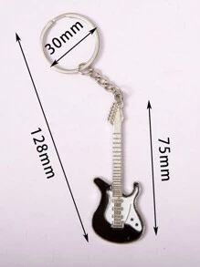 1 cặp Cặp Đôi Đàn Guitar & Túi Hình Ngôi Sao Năm Cánh Mặt Dây Móc Khóa Thông Thường - Đen và trắng - Xem 3